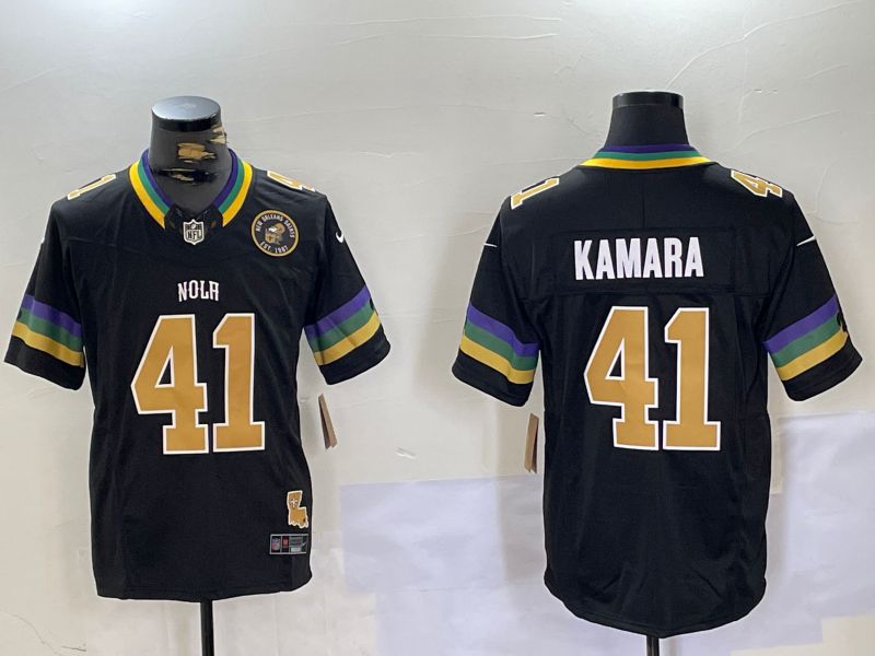 Men New Orleans Saints 41 Kamara Black Three generations 2024 Nike Vapor Limited NFL Jersey style 3